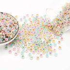ToBeIT Alphabet Letter Beads 1000 pcs Glow in The Dark Acrylic Alphabet Beads Round 4X7mm UV Letter Beads Jewelry Findings Charms for DIY Bracelet Necklace Craft Making (bg White - Color) - color: bg white - color
