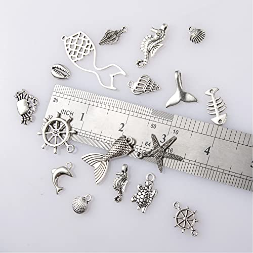 CHuangQi 100pcs Bulk Lots Jewelry Making Charms, Mixed Smooth Metal Charms, Pendants Bracelet Necklace Jewelry Making and DIY Craft Accessories - color: Silver_200