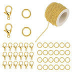 32.8 Feet Necklace Chain Width 3 mm Twisted Chain for DIY Jewelry Making，Necklace Chains Set with 30Pcs Lobster Clasps 60Pcs Jump Rings