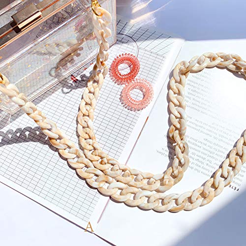 Aumey Clear White Black Brown Acrylic Chain Clutch Purse Strap Handles Bag Handbag Purse Replacement Chains 40 Inches - color: Beige