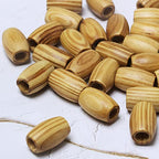 Striped Large Oval Wooden Beads - 20x30mm- 40 Beads- Hole 10mm- Quality Wooden Beads for Macrame Project/Garlands - color: 30x20mm, Striped#40pcs