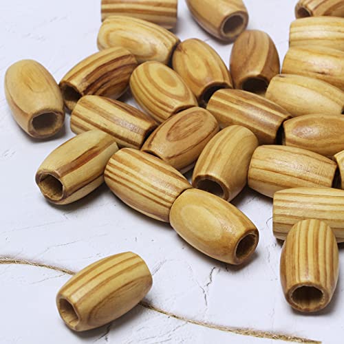 Striped Large Oval Wooden Beads - 20x30mm- 40 Beads- Hole 10mm- Quality Wooden Beads for Macrame Project/Garlands - color: 30x20mm, Striped#40pcs