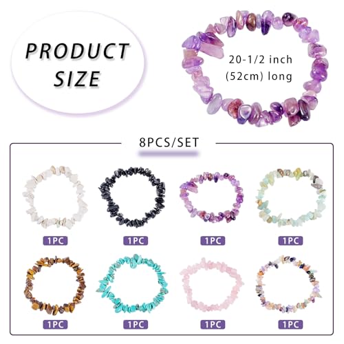 Elecrelive Glass Round Beaded Bracelet Set Clay Beaded Bracelets Stretch Bracelets - color: 8 Colors