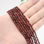 AD Beads Natural Gemstone Diamond-Cut Micro-Faceted Round Tiny 4mm Small Round for DIY Necklace Jewelry Making Beads (Red Garnet) - color: Red Garnet