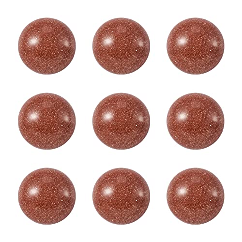 Crafans 50Pcs 8mm Half Round Gemstone Cabochons Synthetic Goldstone Flat Back Stone Cabochons Domes No Hole Healing Power Stone Chakra Crystal Beads for Jewelry Making - color: Goldstone, size: 8mm
