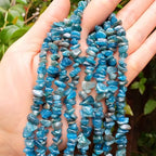 HAAMIIQII 5-8mm Natural Blue Apatite Chips Irregular Genuine Real Freeform Chip Loose Gemstone Beads Energy Healing Beads for Jewelry Making Strand 30 Inch - color: Blue Apatite