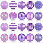 Ferreve 20 Pcs Chunky Bubblegum Beads 20mm Focal Pen Large Rhinestone Pearl Beads for DIY Beadable Pen School Jewelry Making Keychain Craft Making(Light Purple) - color: Light Purple