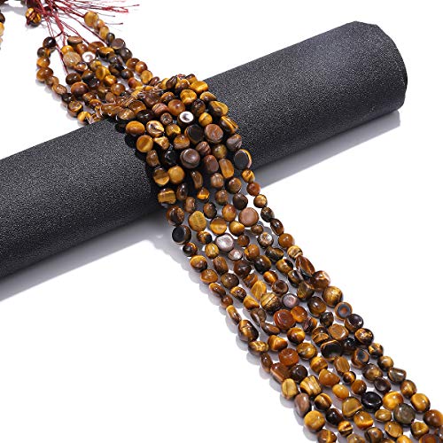 BEADIA Irregular Natural Tiger Eye Stone Loose Semi Gemstone Beads for Jewelry Making 5-8mm 38cm - color: Tiger Eye, size: 5-8mm 38cm