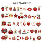 30pcs Mixed Enamel Charms Pendants for Jewelry Making Bulk lot Necklace Earrings Bracelet Craft Findings - color: Red