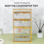 Glass Earring Holder Organizer, Jewelry Organizer Earrings Holder with Hanging Hook, Glass Earring Display Box for Necklace Ring Storage - style: Earring Organizer