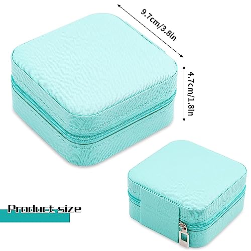 Neveika Mini Jewelry Box Leather Jewellery Ring Organizer Case Storage Gift Box Girls and Women (4pcs blue). - color: blue