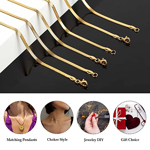 UMAOKANG Gold Plated Jewelry Chain, Dainty 3mm Herringbone Chain for Jewelry Making Men and Women Necklace Choker Chains Bulk (10pcs, 16 inch) - color: Gold Herringbone, size: 16 Inch