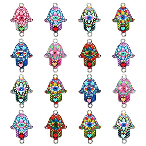 DanLingJewelry 50Pcs Random Color Religion Charms Hand of Hamsa with Evil Eye Charms for Bracelets Necklace Jewelry Making - color: 50pcs - Hamsa Hand - Random