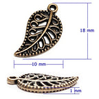 Heather's cf Four Leaf Clover Silver Leaf Beads 100-150 Pcs Leaves Craft Antique Leaf Charms for Crafting Leaf Pendant Charm for Necklace Bracelet Earring Making Fall Leaf Beads Set - color: Copper Filigree Leaf