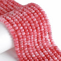 76pcs 5x8mm Natural Pink Jade Stone Rondelle Spacer Loose Beads Abacus Disk Stone Round Loose Gemstone Beads for Jewelry Making DIY Bracelet Necklace - color: Pink Jade Stone