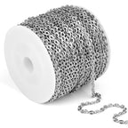 [66 Feet/ 20M] Stainless Steel Chain Bulk, 2.5mm 304 Stainless Steel Chains Flat Cable Link Chain Bulk for Jewelry Making DIY Craft - color: Stainless Steel, size: 2.5mm width