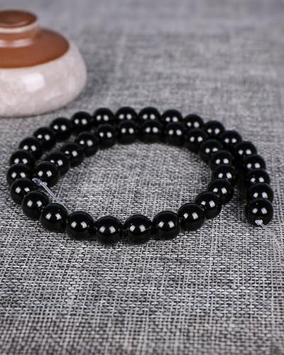 8mm Glass Beads 46PCS Glass Beads for Jewelry Making Charm Round Loose Bead for Bracelet Making Kit (Black Agent) - color: Black Agent