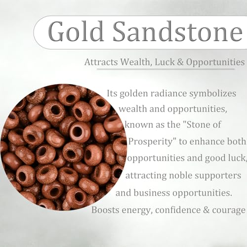 20Pcs Natural Gold Sandstone Large Hole Beads, 8x14mm Rondelle Gemstone Spacer Beads 6mm Big Hole for Jewelry Making, Beading Bracelets, Macrame & Hair Braiding - color: Gold Sandstone