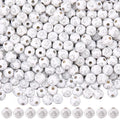 500Pcs Round Cross Beads 8mm Acrylic Bead Silver Easter Crosses Crucifix Pattern White Ball Shaped Loose Spacer for Bracelets Earrings Necklace Pendants Jewelry Making Crafts Holy Accessories - color: White