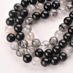 6mm Black Rutilated Quartz Stone Beads Natural Crystal Gemstone Round Loose Beads for DIY Jewelry Making 15"/Strand - color: Black Rutilated Quartz, size: 6mm