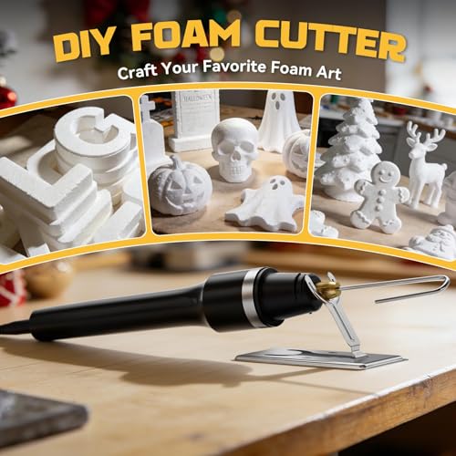 Ecarke 3-in-1 Foam Cutter Tool Compatible with DeWalt 20V (No Battery),18W Hot Wire Foam Cutter Kit with USB-A & USB-C Charging Port,750°F Styrofoam Cutter for Foam DIY Cutting & Crafting - Tool Only - color: Yellow