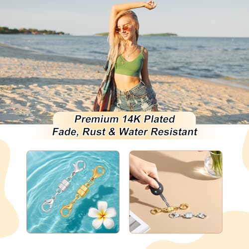 12PCS Magnetic Necklace Clasp and Closures with Double Lobster Clasp, 14K Silver Necklace Extenders for Women Jewelry Magnetic Clasps for Necklaces, Bracelet Necklace Extender - color: 12pcs silver