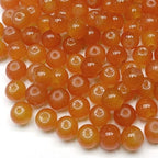 200PCS Glass Beads 8mm Glass Beads for Bracelets Necklaces Jewelry Making DIY Crafts (Orange) - color: Orange