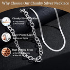 CHESKY 14K Gold Plated Chunky Necklace for Women, Trendy Paperclip Chain Necklace Thick Cross Heart Pendant Necklace Layered Herringbone Cuban Link Chain Toggle Necklaces Non Tarnish Jewelry - color: silver, style: paperclip+herringbone