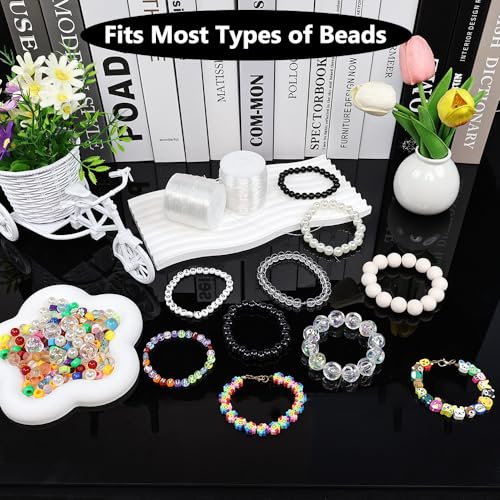 0.8 mm Stretchy Bracelet String, 2 Rolls Durable Elastic String, Clear Bead Cord for Bracelets, Necklaces, Beading, and Jewelry Making (200 m) - size: 0.8 mm