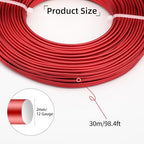 12 Gauge Aluminum Wire 100FT, 2mm Bendable Metal Anodized Aluminum Wire for Sculpting Jewelry Making Crafts Wreath Beading Floral(Red) - color: Red