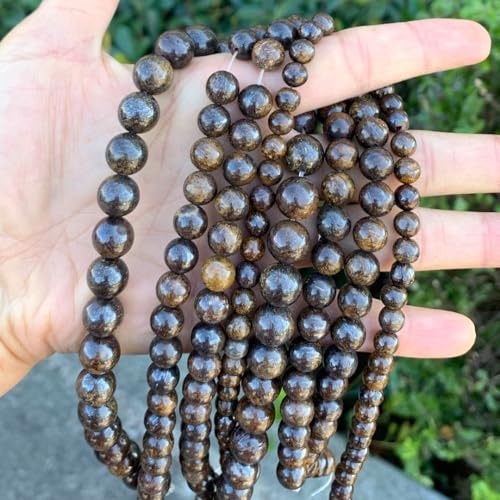 90pcs Adabele Natural Brown Bronzite Healing Gemstone 4mm (0.16 inch) Small Round Beads Gem Stone Spacer for Craft Jewelry Making GF16-4 - color: Bronzite, size: 4mm (90pcs/1 Strand)