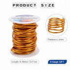 8 Gauge Aluminum Craft Wire, 3mm Jewelry Wire for Jewelry Making Supplies and DIY Metal Craft Art (Golden Yellow, 32 Feet) - color: Golden Yellow, size: 8Gauge 32FT