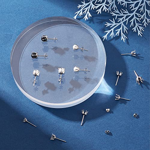 SUNNYCLUE 1 Box 90Pcs Prong Earring Setting 304 Stainless Steel Earring Posts Prong Earring Blanks Beads Rhinestone Claw Earring Component for Jewelry Making Women Adults DIY Stud Earrings Crafts - color: 45pairs 304 Stainless Steel Prong Earring Setting