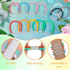 LUYI 32 Pcs Preppy Jewelry Bracelets for Women Clay Bead Colorful Surfer Heishi Bracelet Set Stackable Beaded Friendship Stretch Bracelets Boho Y2K Summer Beach Elastic Layering Bracelets - style: 96PCS-CheerBracelets