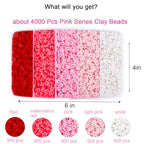 4000pcs Pink Clay Beads Bracelet Making Kit, 6mm Flat Round Polymer Spacer Heishi Beads for Jewelry Making 4000 (Pink) - color: Pink