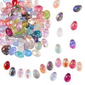 UR URLIFEHALL 100 Pcs Mixed Color Transparent Spray Painted Glass Oval Charms for Earring Bracelet Necklace Jewelry DIY Craft Making - color: 100pcs-8.5x6x4.5mm-mixed color oval glass charms