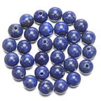 AD Beads Natural Gemstone 10mm Round Loose Beads Big Hole 2mm Sized 30pcs (Lapis) - color: Lapis blue