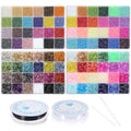 32000 Pcs 2mm Glass Seed Beads Small Craft Beads and 12000 Pcs 7mm Tube Bead Set, Glass Seed Bead Kit for DIY Bracelet Necklaces Crafting Supplies with Elastic Strings Beading Needles 96 Colors