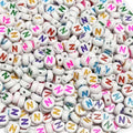 500PCS 4x7mm Acrylic Letter Beads N for Friendship Bracelets Jewelry Making, White Round Flat Acrylic with Colourful Alphabet Beads for DIY Crafts Bracelets Necklaces Key Chains Phone Lanyard - color: N(colourful on white)