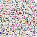 500PCS 4x7mm Acrylic Letter Beads N for Friendship Bracelets Jewelry Making, White Round Flat Acrylic with Colourful Alphabet Beads for DIY Crafts Bracelets Necklaces Key Chains Phone Lanyard - color: N(colourful on white)