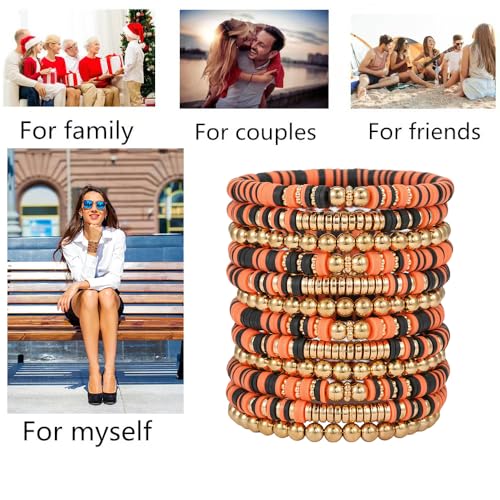 12pcs Friendship Bracelets Beaded Bracelets Heishi Bracelet Cute Bracelets Stack Vinyl Clay Disc Bead Surfer Stretch Summer Beach Bracelets For Women Preppy Bracelets - color: B-color 10A