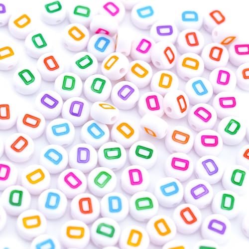 300Pcs Round Letter Pony Beads D 4X7mm Individual Alphabet Beads for Friendship Bracelets Making - color: Round - D