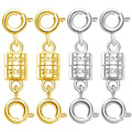 S925 Sterling Silver Magnetic Necklace Clasps and Closures,Magnetic Necklace Clasp for Jewelry Making Supplies (2golden+2silvery) - color: 2golden+2silvery