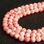 60pcs 6mm Pink White Jade Beads Natural Gemstone Beads Round Loose Beads for Jewelry Making - color: Pink White Jade, size: 6mm