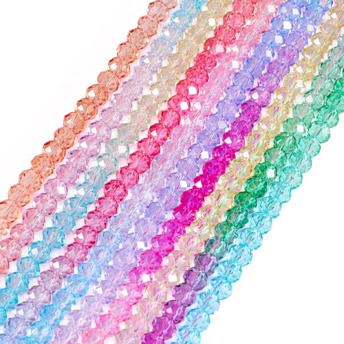 6mm Transparent Faceted Round Glass Beads Craftdady 800Pcs 10 Colors Crystal Beads Spacer Bulk Round Loose Beads Strands for DIY Crafts Earring Bracelet Necklace Jewelry Making