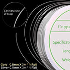 2 Pack Jewelry Craft Wire - 20 Gauge Tarnish Resistant Copper Beading Wire for Jewelry Making, 0.8mm X 3m Each (Gold, Silver) - color: Gold,Silver