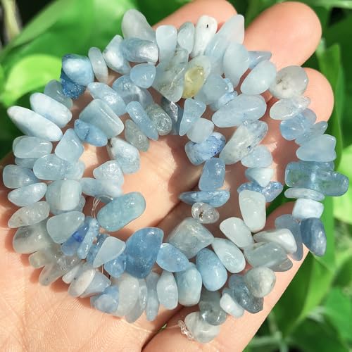 30in Aquamarine Natural Chip Stone Beads 5-8mm About 230pcs, Irregular Drilled Sky Blue Bead for Bracelets Jewelry Making Supplies for Adults, DIY Crafts. - color: Aquamarine