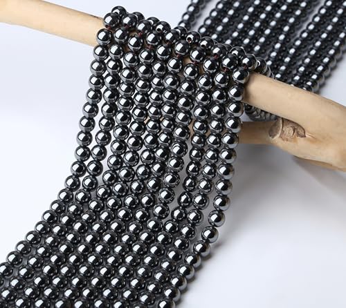 Natural Black Hematite Beads 100Pcs 8mm Crystal Beads Round Stone Loose DIY Smooth Bead for Bracelet Necklace Earrings Making - color: B-Black Hematite, size: 100pcs