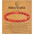 MAIBAOTA Healing Crystal Bracelet for Women Men, 8/4 mm Natural Stone Beaded Bracelets, Jewelry Birthday Gifts, Round Gemstones Stretch Bracelets - color: Red-Jasper, size: 8 mm