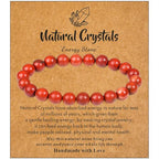 MAIBAOTA Healing Crystal Bracelet for Women Men, 8/4 mm Natural Stone Beaded Bracelets, Jewelry Birthday Gifts, Round Gemstones Stretch Bracelets - color: Red-Jasper, size: 8 mm